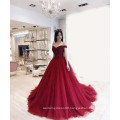 Wine Red A Line Beautiful Arabic Bead Design Ladies Long Formal Evening Dresses